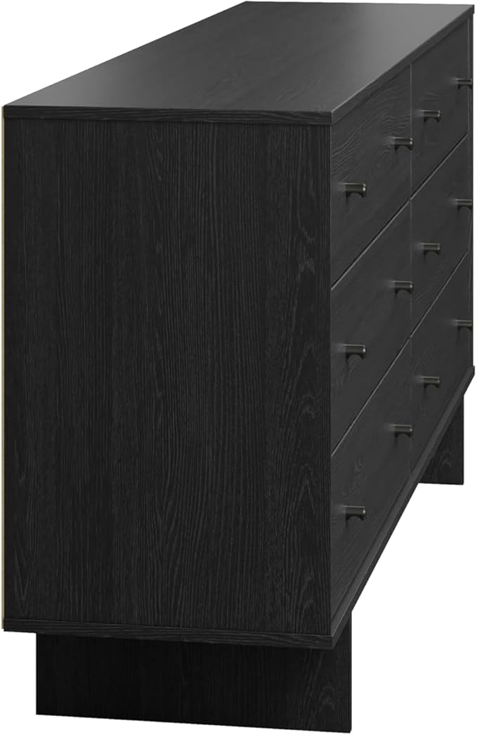 Prepac Finnley 6-Drawer Dresser in Black Oak, Dresser for Bedroom, Extra-Wide Chest of Drawers with Storage, Modern Clothing Organizer for Home, Bedroom, Living Room, 16" D x 61" W x 31" H