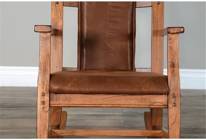Pemberly Row Farmhouse Mindi Wood Rocking Chair in Rustic Oak
