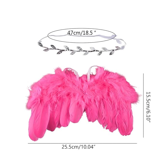Qiansail Newborn Baby Fairy Angel Wings Princess Feather Wing Costume with White Headband Photography Props Shoot Outfits for Birthday (White)