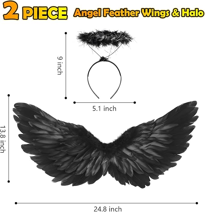 Angel Wings, Feather Angel Wings and Halo, Angel Wings Costume for Adult Kids Women Girls Halloween