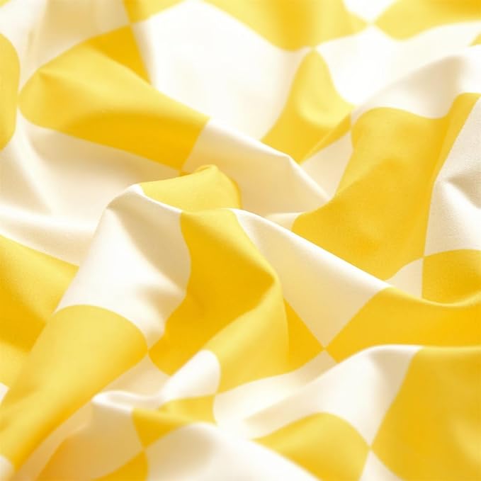 Houseri Yellow and White Duvet Cover Queen Buffalo Plaid Light Yellow Bedding Grid Duvet Covers Queen Size Women Girls Bright Yellow Checkerboard Duvet Cover Girls Elegant Yellow Gingham Bedding Queen