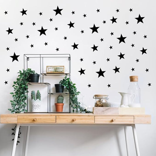 155 Pcs Black Star Wall Decals – Mix Sizes (1Inch-4Inch) Peel & Stick Vinyl Stickers for Kids Room, Nursery & Bedroom Décor
