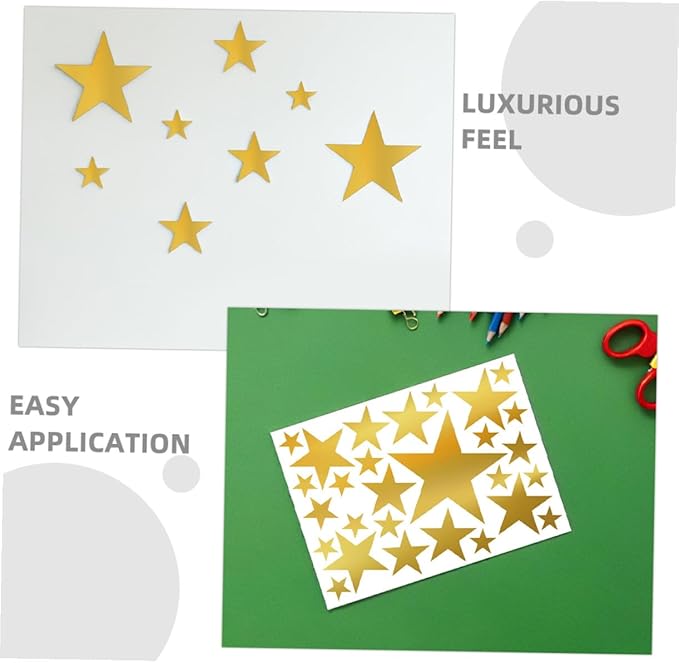 10pcs Gold Foil Star Wall Decals for Bedroom Decor Removable Nursery Stickers Self-Adhesive Star Shape Wall Stickers for Living and DIY Decoration
