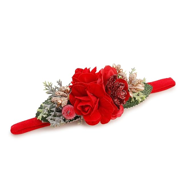 Baby Girl Floral Headband Nylon Flower Crown Elastic Hairband 3pcs Hair Accessories Gift for Girls (shengdan-1)