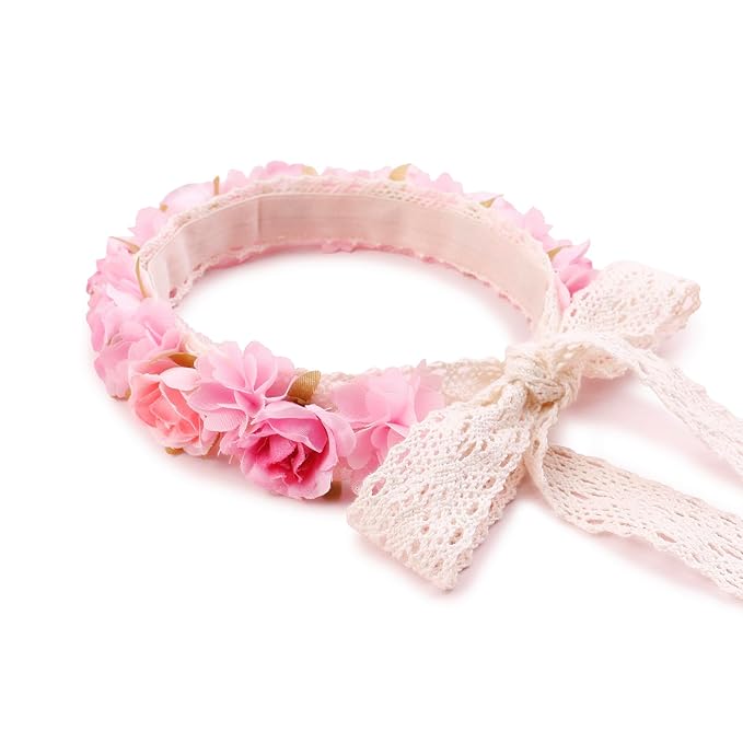 Hairband, 2pcs Children Girl Lace Headbands with Flower, Adjustable Size Hair Accessories Gift for Children (lace-7)