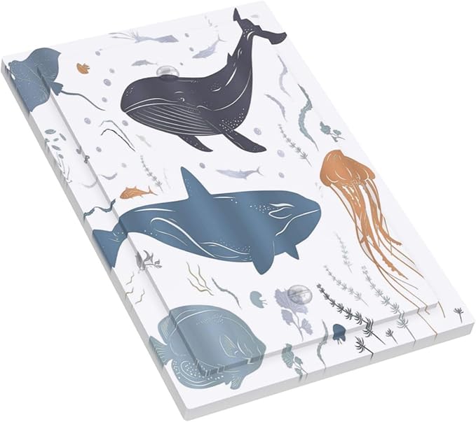 Kids Sea Animal Decorative 1 Gang Decorative light switch plate Blank Wall Plate No Device Switchplate Electrical Faceplate for Nursery Kidsroom Bedroom Decor
