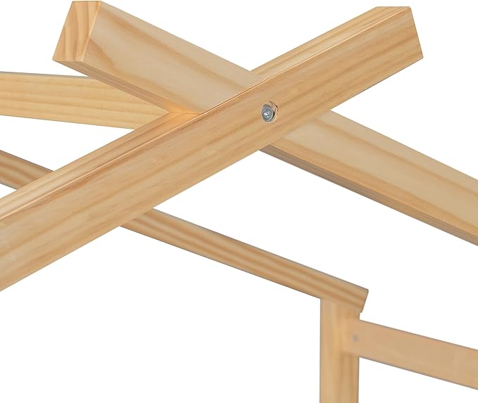Harper & Bright Designs Twin House Bed for Kids, Wood Platform Bed with Trundle, Montessori Bed with Roof, Playhouse Trundle Beds for Kids,Teens, Bedroom, Natural