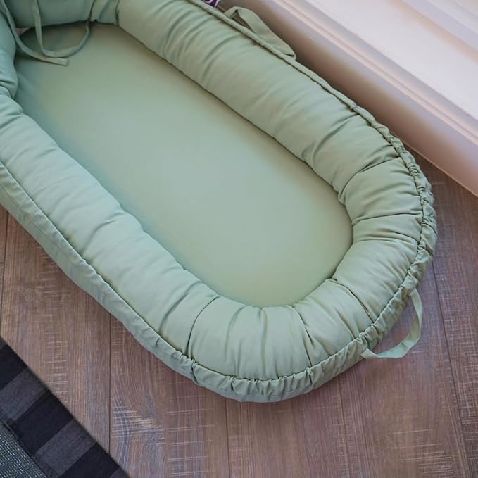 Infant Lounger, Baby Nest Cover for Baby Girls & Boys, Newborn Essentials for Baby 0-12 Months, 100% Cotton Breathable (Spring_Green)