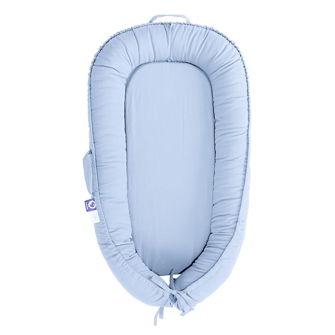 Infant Lounger, Baby Nest Cover for Baby Girls & Boys, Newborn Essentials for Baby 0-12 Months, 100% Cotton Breathable (Baby_Blue)