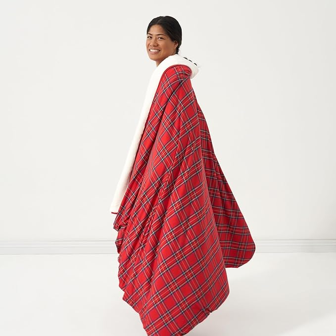 Little Sleepies Christmas Blanket, Soft Viscose from Bamboo Christmas Throw Blanket for Baby Boys & Girls, Lightweight, 65" x 85", Oversized (Holiday Plaid)