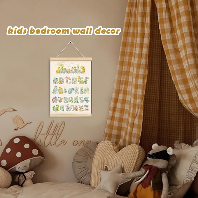 ShowDraven Funny Dinosaur Wall Decor,Classroom Decoration, Cute Letter Alphabet Bedroom Classroom Nursery Playroom Wall Decor, Gifts for Boys Girls Nursery Kids, 12x16 Inch