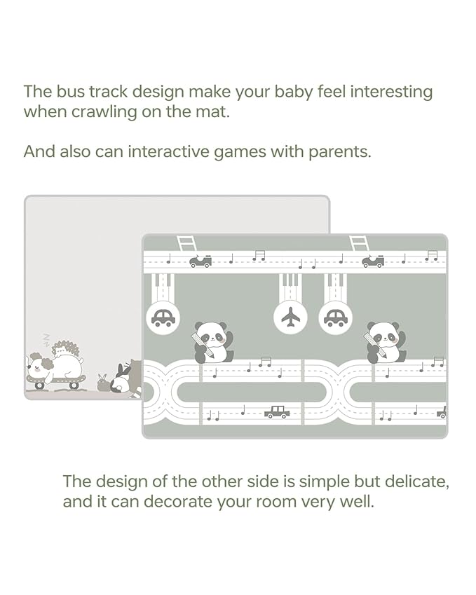 Baby Floor Play Mat 47"x47" Baby Playpen Mat, Foldable Baby Girl Playmat, Reversible Waterproof Foam Play Mats for Baby, 0.4 inch Crawling Baby Mat for 50" X 50" & 47"x47" Playpen(47*47*0.4)
