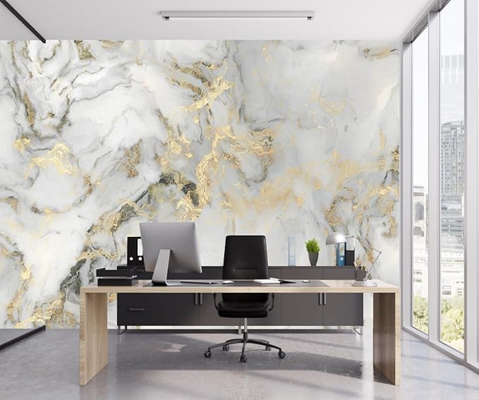 Abstract Marble Wallpaper Gold Art Textured Wall Mural Office Living Room（Not Peel and Stick）