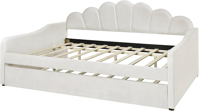 Bellemave Full Size daybed with Trundle for Adults, Kids, Girls, Teens, Full Size daybed with Trundle for Living Room, Velvet, Beige