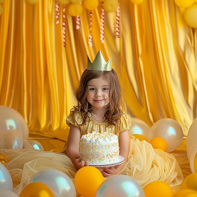 10x10ft Wedding Curtains Bright Yellow Wedding Backdrop for Ceremony Prom Stage Backdrop Satin Fabric Curtain Drapes Curtains Panels with Rod Pockets W5' x H10'2 Panels YUNBSDJ077