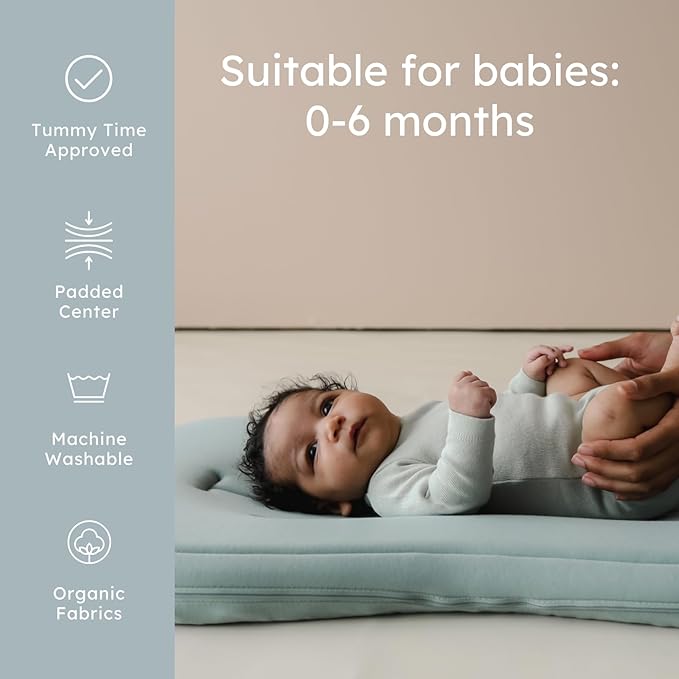 snuggle me® Baby Lounger Curve (0-6 Months) - Premium Organic Cotton with Foam Core, Machine-Washable Cover, Buttery-Soft & Breathable Infant Lounger with Travel Bag (30 in x 20 in x 1.9 in) - Slate