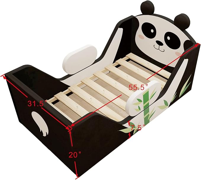 Toddler Beds, Child Beds for Kids with Extra Safty Broad, Standard Crib Size Animal Toddler Bed, Certified Fabric Toddler Beds,Toddler Floor Beds (Panda)