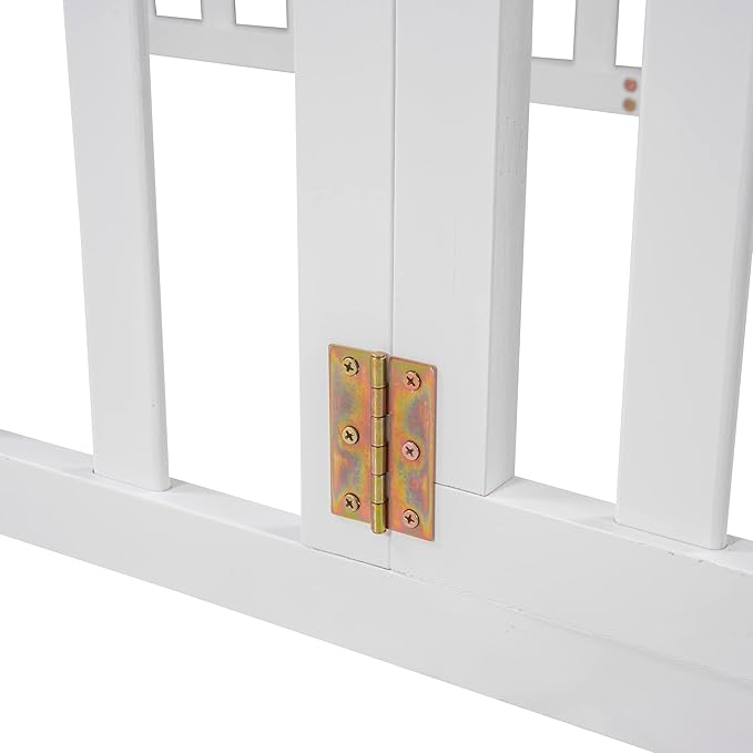 Merax Twin Floor Bed with Safety Guardrails and Door, Wood Montessori Floor Bed Frame for Kids, Twin Playhouse Bed Frame for Baby Girls and Boys, White