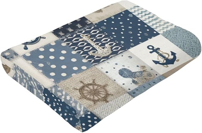 Nautical Blanket Ocean Sea Throw Blanket Sailboat Anchor Soft Cozy Fleece Fuzzy Stuffed Plush Flannel Gifts for Girls Women Boys Kids Adults 60"X80"