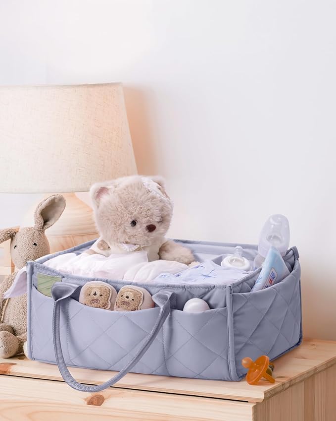CEI-CEI Baby Diaper Caddy Organizer with Handle, Large Portable Nursery Storage Basket for Newborn Essentials, Changing Table and Car Organizer, Gift for Baby Shower