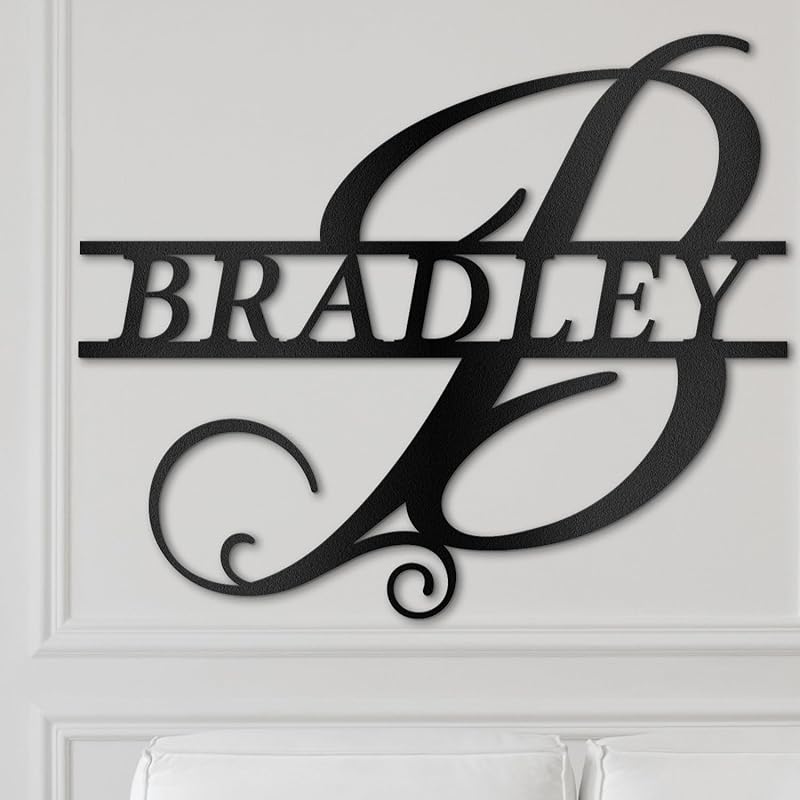 Custom Metal Wall Art Split Letter Monogram Wall Decor Metal Wall Art Last Name Sign Family Name Sign Personalized Wedding Gift Fire Pit Sign Outdoor Decor Cabin Sign