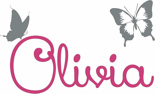 Custom Name Butterfly Wall Decal - Girls Personalized Name Butterfly Wall Sticker - Custom Name Sign - Custom Name Stencil Monogram - Girls Room Wall Decor