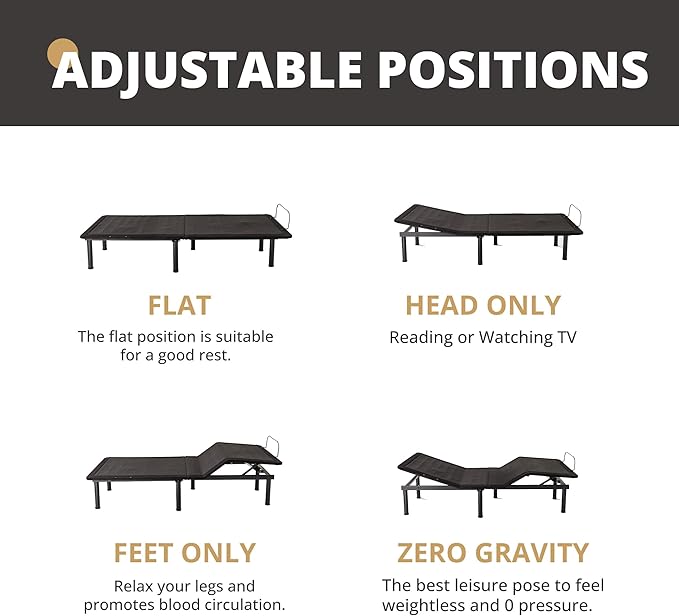 EGOHOME Adjustable Bed Frame Queen with Massage, Wireless Remote,Independent Head and Foot Incline Electric Bed Base with Adjustable 12" Legs,Zero Gravity, LED Night Lights, 2 USB Ports