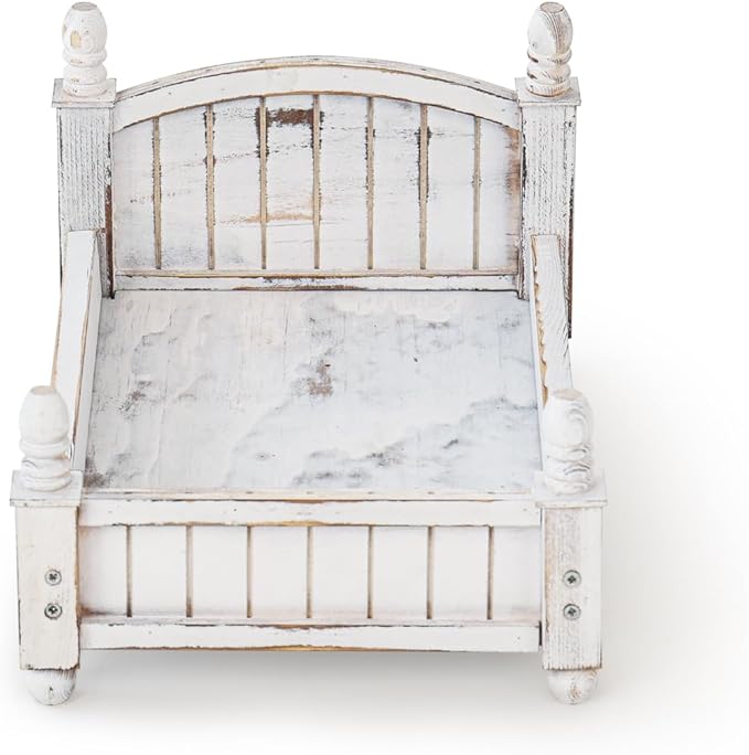 Kate Newborn Photography Props Retro Wooden Bed Posing Props Photoshoot Vintage Doll Bed for Baby Photography