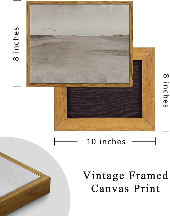 ARPEOTCY Classical Framed Canvas Wall Art, 8x10 Inch Vintage Beach Seascape Wall Art Home Decor Aesthetic, Oil Paintings for Living Room Bedroom Bathroom Office Kitchen Shelf Decor