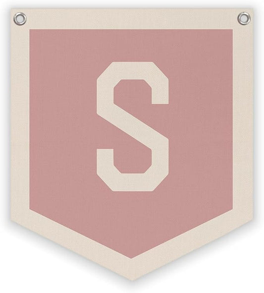 Lacama Pink Initial Personalized Preppy Banner, Baby Shower Decor Gifts, Wall Decor for Women Teen Girl, Vintage Room Decor Toddler Room Bedroom Playroom Front Door Birthday Gift(S)