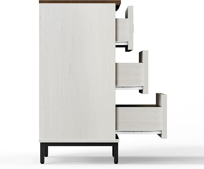 Modern White Dresser for Bedroom with 9 Drawers, 3 in 1 Wooden Chest of Drawers with Organizer Storage for Bed Room,Livingroom Hallway