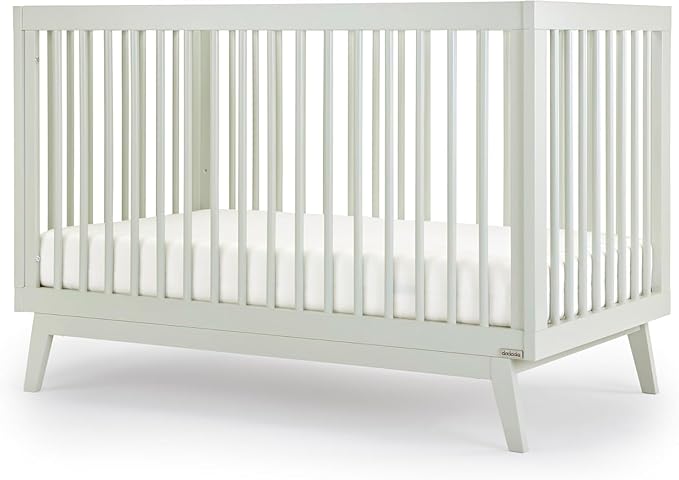 dadada Baby Soho 3 in 1 Convertible Wooden Crib to Toddler Bed - Made in Italy, GREENGUARD Gold Certified, Baby-Safe Finish, Sustainable Beech Wood, Modern Design, 3 Adjustable Heights (Sage)