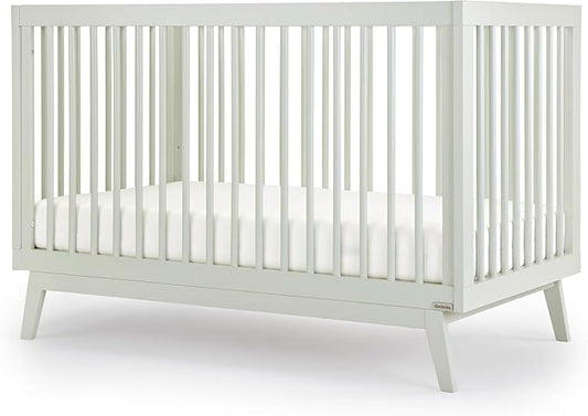 dadada Baby Soho 3 in 1 Convertible Wooden Crib to Toddler Bed - Made in Italy, GREENGUARD Gold Certified, Baby-Safe Finish, Sustainable Beech Wood, Modern Design, 3 Adjustable Heights (Sage)
