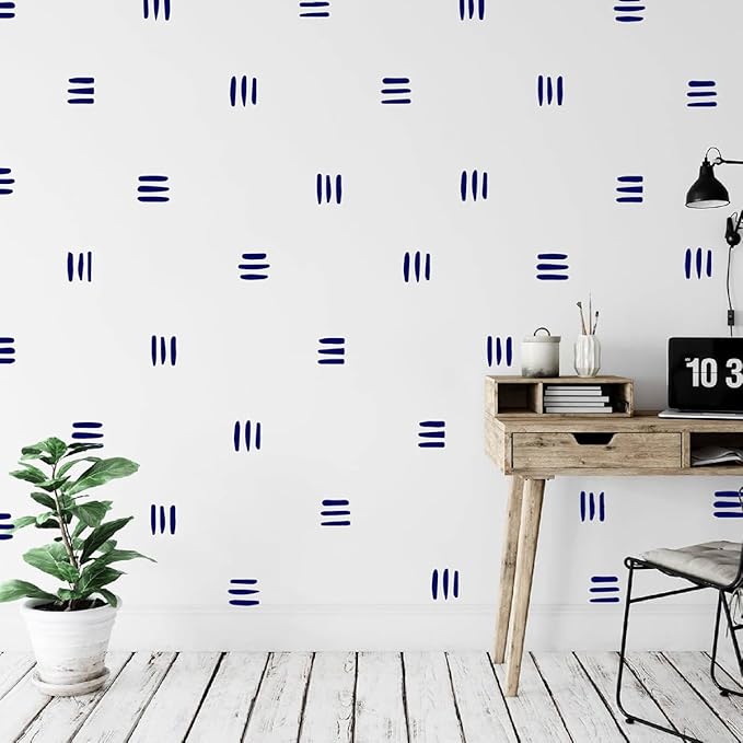 120pcs Modern Line Wall Stickers Boho Nursery Kids Living Room Scandinavian Home Décor Self-Adhesive Murals Vinyo DIY Gift YT5037 (Navy Blue)