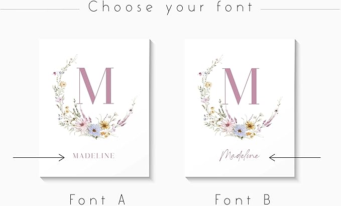 Personalized Name Flower Nursery Wall Art Prints, Crib & Nursery décor, Newborn Baby Girl Gift Present, Floral Baby Girl Room Pictures, Poster For Baby And Kids (3 Prints, Flower 6)
