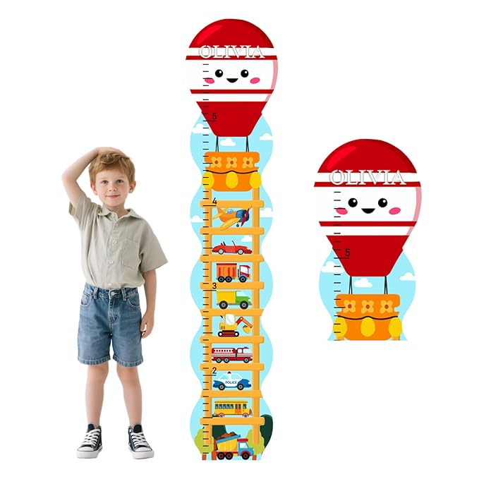 Personalized Wooden Traffic Growth Chart Height Ruler,Custom Name Baby Height Growth Chart Wall Toddler Boys Girls,Nursery Wall Decor Baby Room,Child Height Wall Chart