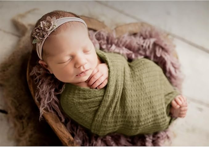 Newborn Photography Props for Baby Boys and Girls Newborn Wraps for Infant Baby Photoshoot Waffle Texture Knit Blanket