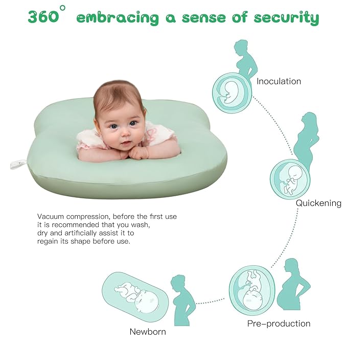 Lucakuins Baby Lounger, Bionic Design Baby Lounger for Newborn 0-24 Months, Soft Organic Cotton Breathable Lounger for Infants (Green Newborn Lounger)