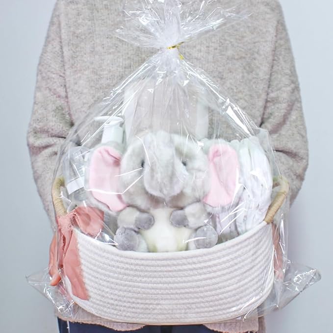 Yimi's Dream Gift Baskets Empty, Small Basket for Organizing, White Cotton Rope Basket with Handle for Decor, Baby Cat Dog Toy (Oval, 12"x 8"x 5")