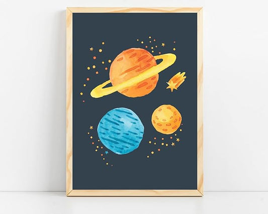 VUVUKU Space Themed Nursery Prints Outer Decor Art For Baby Boy Room Kids Wall Playroom Toddler Poster