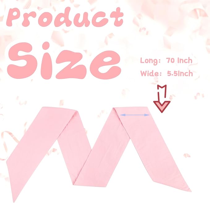 Newborn Swaddle Sash, Soft Cotton Bow Decorative Strap for Swaddles, Adorable Maternity Bow Sash, 70x5.5 Inch, Pink