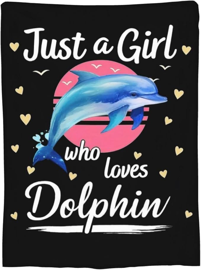 Dolphin Blanket for Girls Ocean Throw Blanket Sea Animal Soft Cozy Fleece Fuzzy Stuffed Plush Flannel Gifts for Women Kids Adults 40''x50''