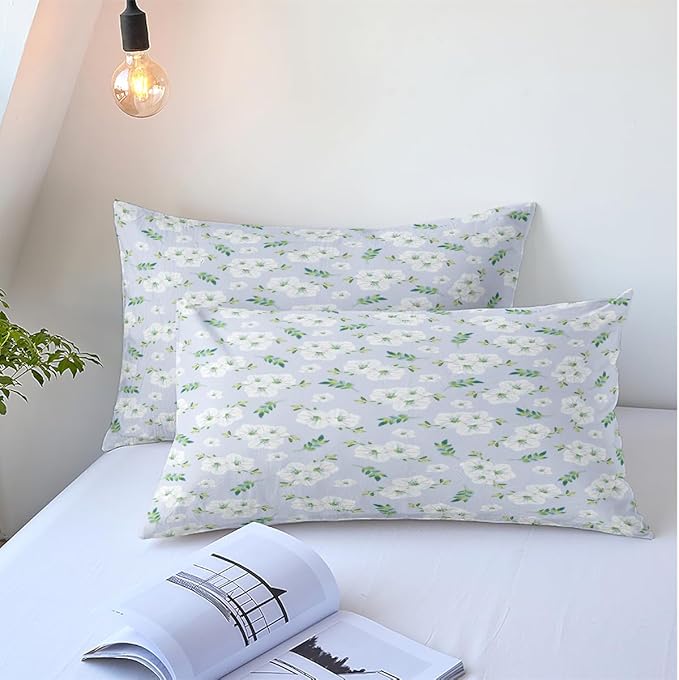 Soft Aesthetic Floral Print White Duvet Cover Pink Rose Pattern Girls Striped Bedding 1 Duvet Cover 2 Pillowcases Queen Size with Zipper Ties for Teenage Girls