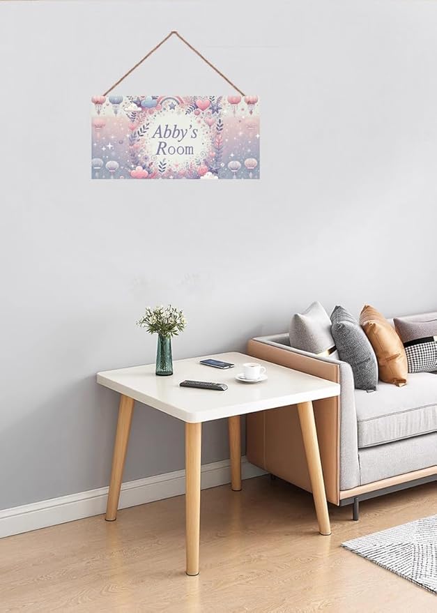 Personalized Name Vintage Heart Sign For Girls Room Baby Nursery Door Wood Plaque Hanging Wall Art Decor For Kids Bedroom Nursery Home Kitchen Garden Yard Wall Club