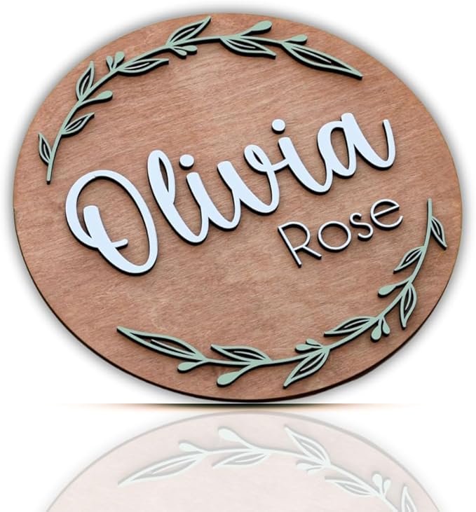 Personalized Wooden Name Sign - Custom Baby Name Signs for Nursery & Kids Room, Baby Announcement Sign, Wall Name Signs Personalized, Round Wooden Letters for Nursery Decor (Design 1)