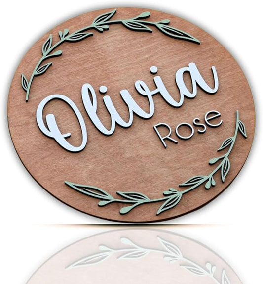 Personalized Wooden Name Sign - Custom Baby Name Signs for Nursery & Kids Room, Baby Announcement Sign, Wall Name Signs Personalized, Round Wooden Letters for Nursery Decor (Design 1)