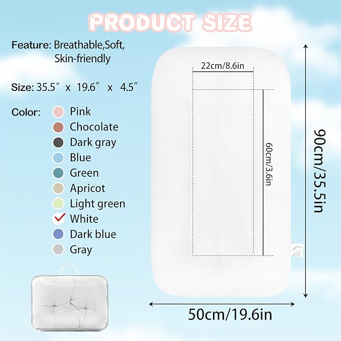 Baby Lounger for Newborn, Bionic Design Baby Lounger, Soft Organic Cotton Breathable Lounger for Infants 0-18 Months (White)