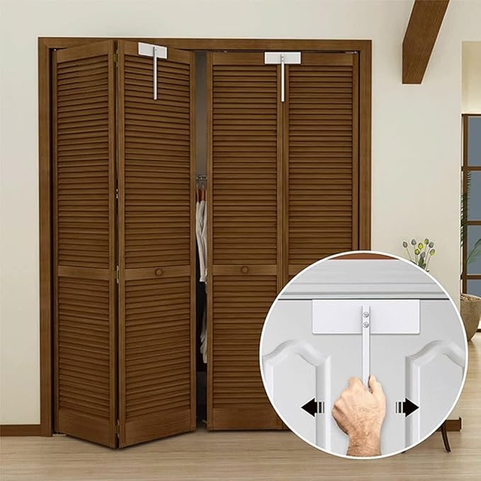 Children's Double Door Locks, Metal Bifold Door Lock, Secure Your Cabinets And Storage Areas 1 Pack