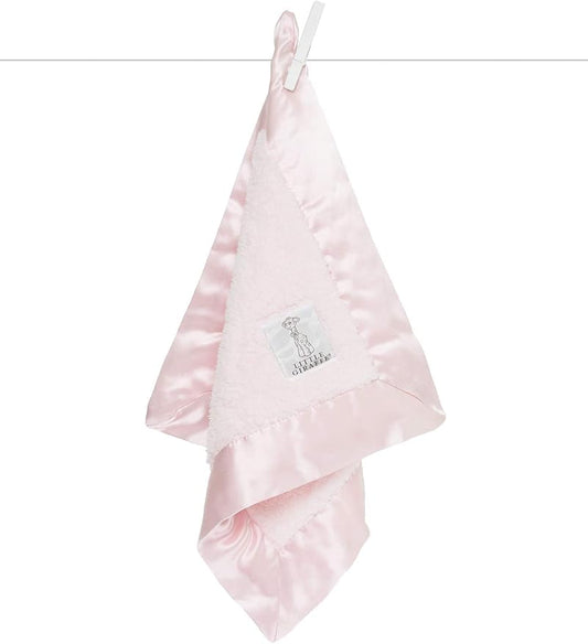 Little Giraffe Baby Blanket - Blanky - Soft Blanket with Satin Trim - Baby Stroller Blanket - Newborn Baby Essentials & Baby Gifts - 17 x 17 - Pink