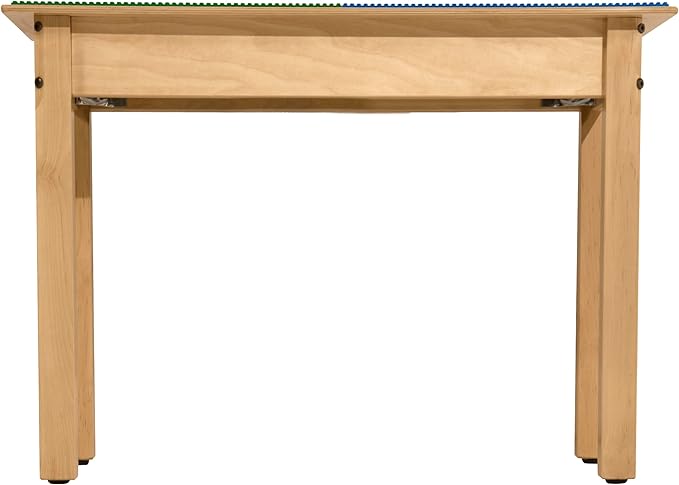 Contender Time-2-Play Square Blue & Green Birch Hardwood All Purpose School Activity Lego Compatible Table with Trough and Shelf for Kids with 18" Long Wood Legs